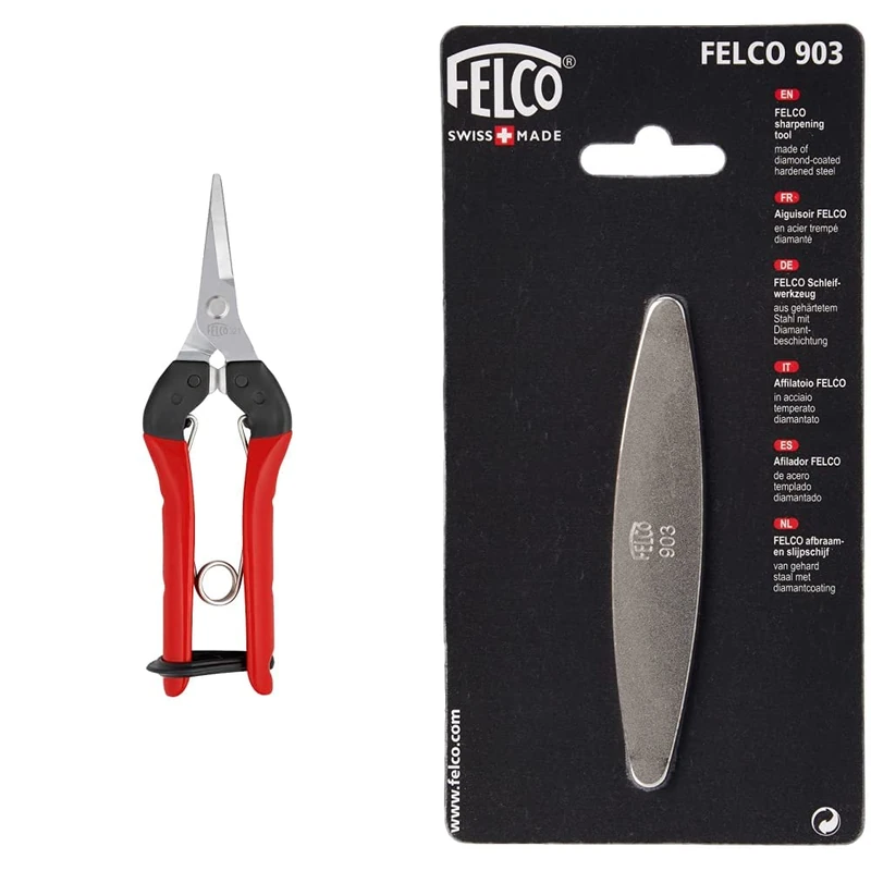 FELCO FELCO321 Model 321 Snips, Red & Model 903 Sharpener (Diamond Steel)