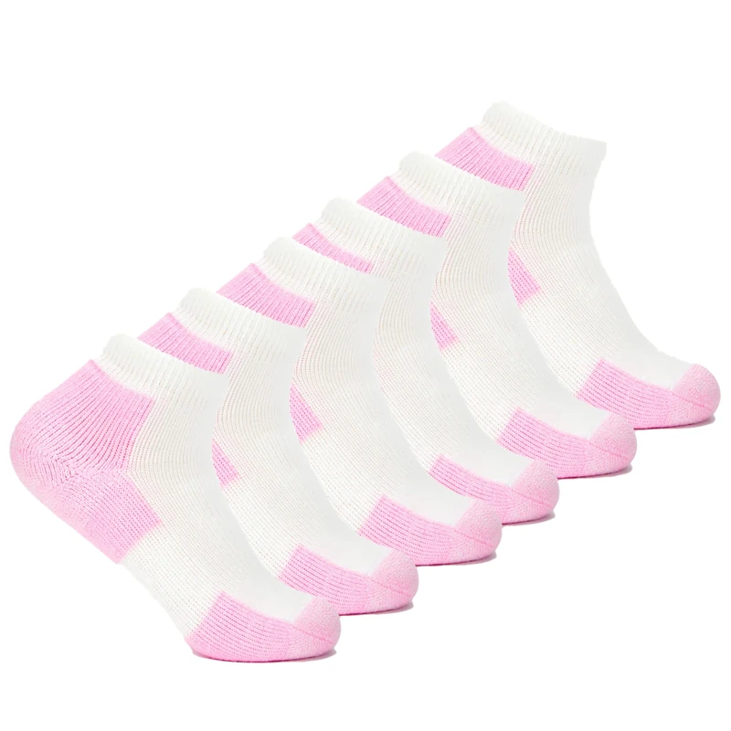 Thorlos Womens Dwmxw Max Cushion Distance Walking Ankle Socks, Pink (6 Pairs), Small