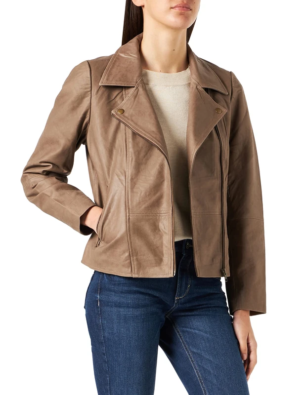 Cream CRRabia Leather Jacket, Brown, 44 Women's