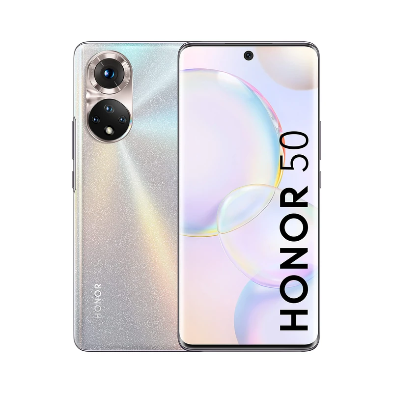 HONOR 50 Mobile Phone 5G SIM Free Unlocked 8 + 256 GB Smartphone with 108 MP Camera, 120 Hz 6.57 Inch OLED Curved Screen, Snapdragon 778, Battery 4300mAh, Android 11 (2 Year Warranty)