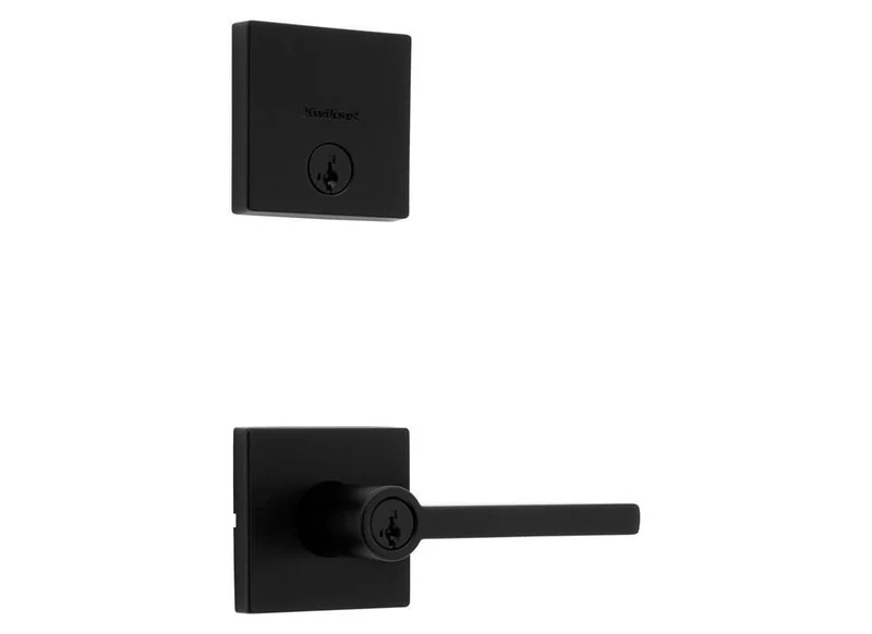 Kwikset Halifax Keyed Entry Lever and Single Cylinder Deadbolt Combo Pack Featuring SmartKey® in Matte Black
