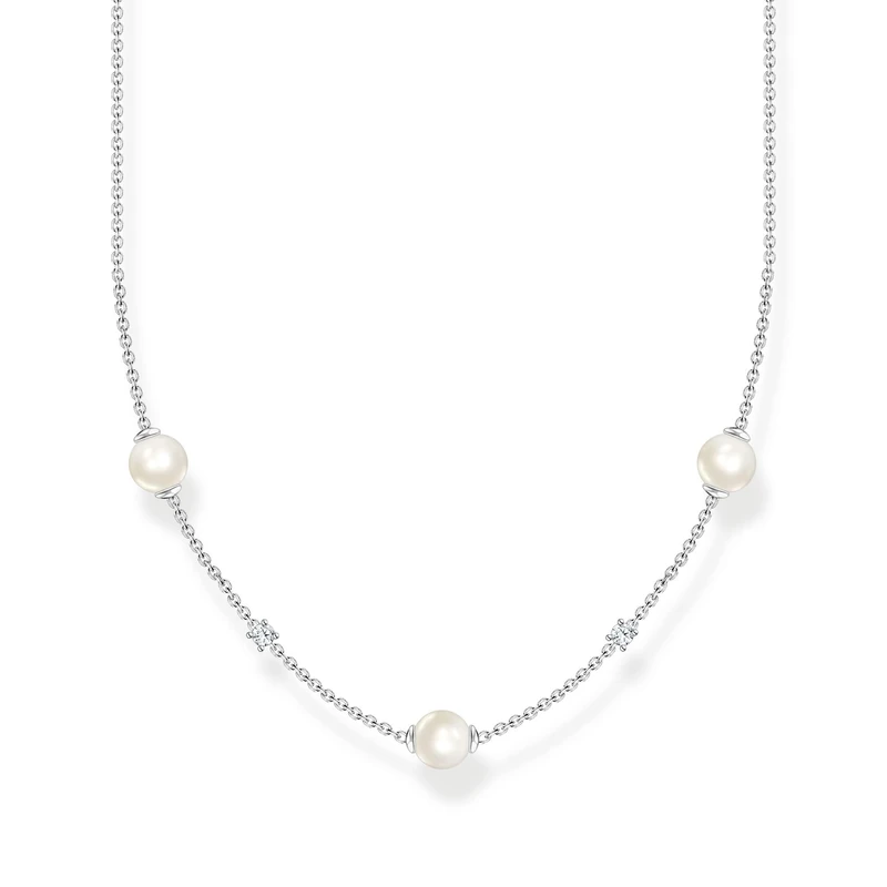 Thomas Sabo Necklace pearls with white stones silver 925 Sterling Silver