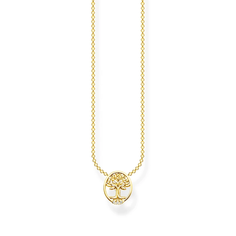 Thomas Sabo Necklace Tree of Love with white stones gold 925 Sterling Silver, 18k Yellow Gold Plating
