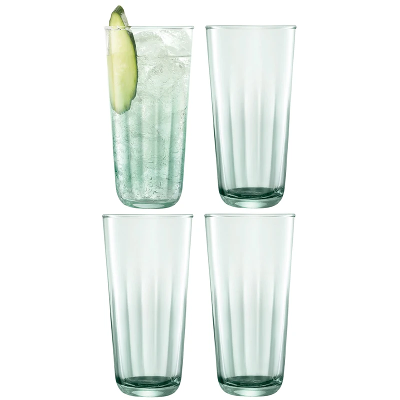 LSA International Mia Tall Highball 580ml Recycled/Part Optic | Set of 4 | Recycled Glassware | MZ38