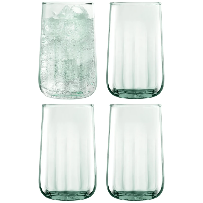 LSA International Mia Highball 590ml Recycled/Part Optic | Set of 4 | Recycled Glassware | MZ37
