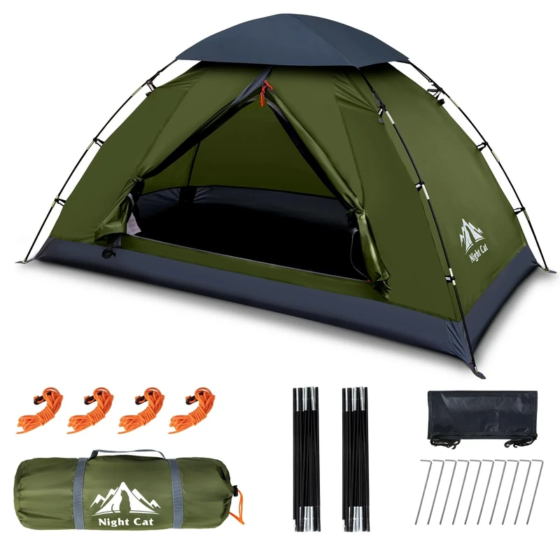 Night Cat Camping Tent for 2 Person Man Waterproof Backpacking Tents Easy Setup Lightweight for Hiking Backyard