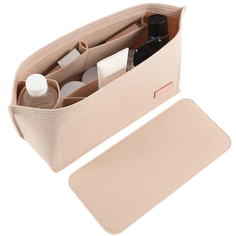 Doxo Purse Organizer Insert Handbag & Tote Felt Bag Fit Neverfull GM & Base Shaper 2pc Set(X-Large, Beige Bag+Beige Base Shape) - Image 1