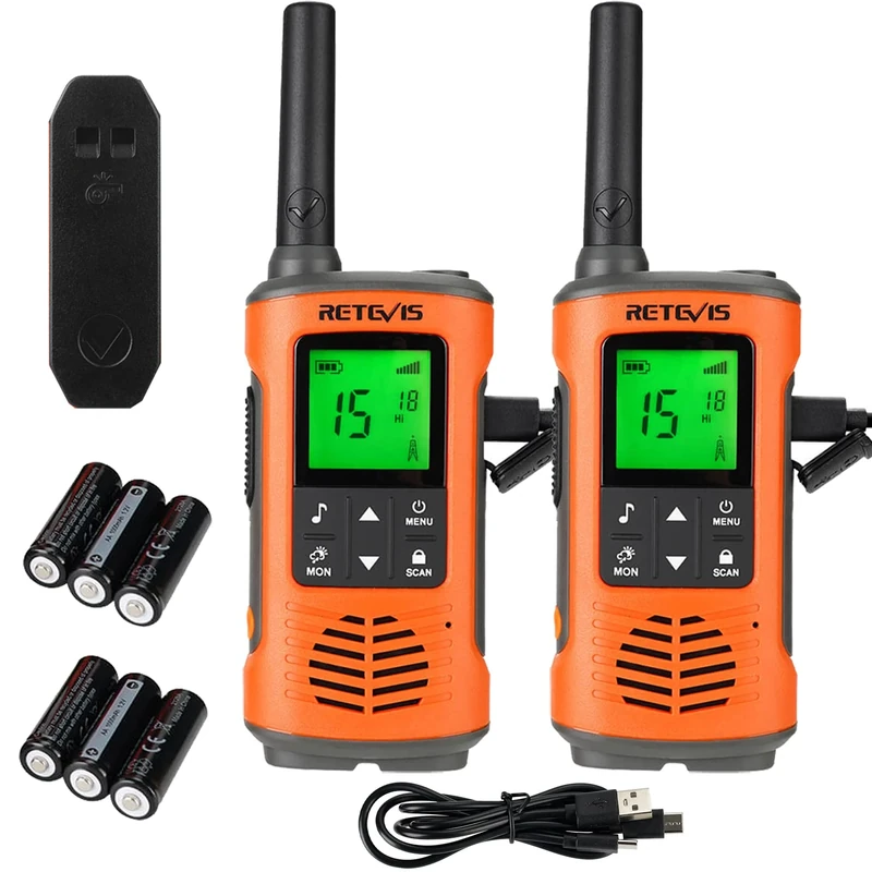 Retevis RT45P Walkie Talkie,IP67 Waterproof 2 Way Radio, PMR446 License-free, 16CH SOS Alarm,with AA Rechargeable Battery Walkie Talkies for Adults Skiing Outdoor Activities(2Pcs)