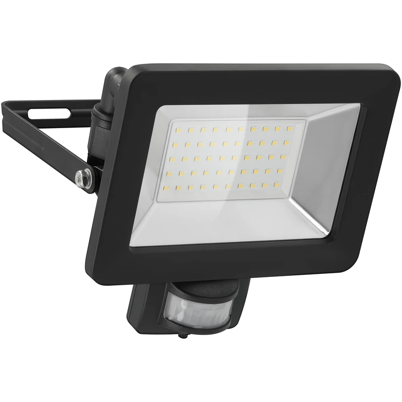 Goobay 53883 LED Floodlight with Motion Sensor - LED Spotlight with 30 W - Neutral White Light 4000 K - 2560 Lumen - Beam Angle 100 Degrees - IP65 Rated - Black