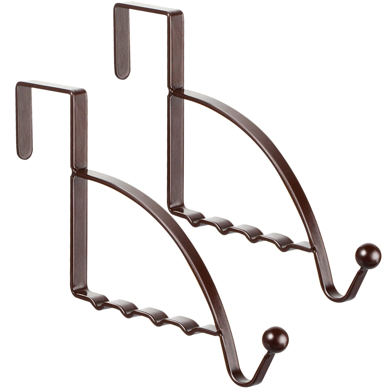 Hotop 2 Pcs Over The Door Hooks Over Door Hanger Sturdy Valet Hooks Mounted Hanging Storage Organizer Rack for Clothes Coats Towels Hats Scarves Purses(Bronze)
