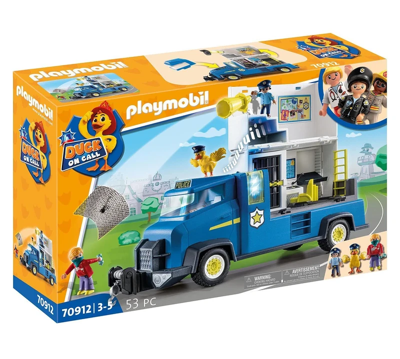 Playmobil DUCK ON CALL 70912 Police Truck, With Integrated Police Station, Light and Sound Effects, Police Toy for Children Ages 3+