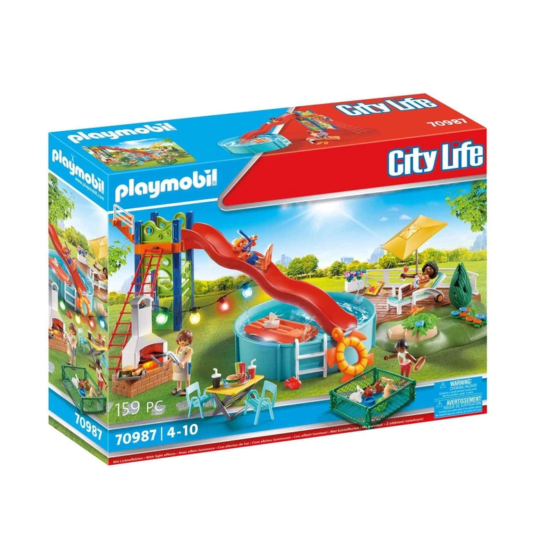 Playmobil 70987 City Life Modern House Pool Party, fun imaginative role play, playset suitable for children ages 4+