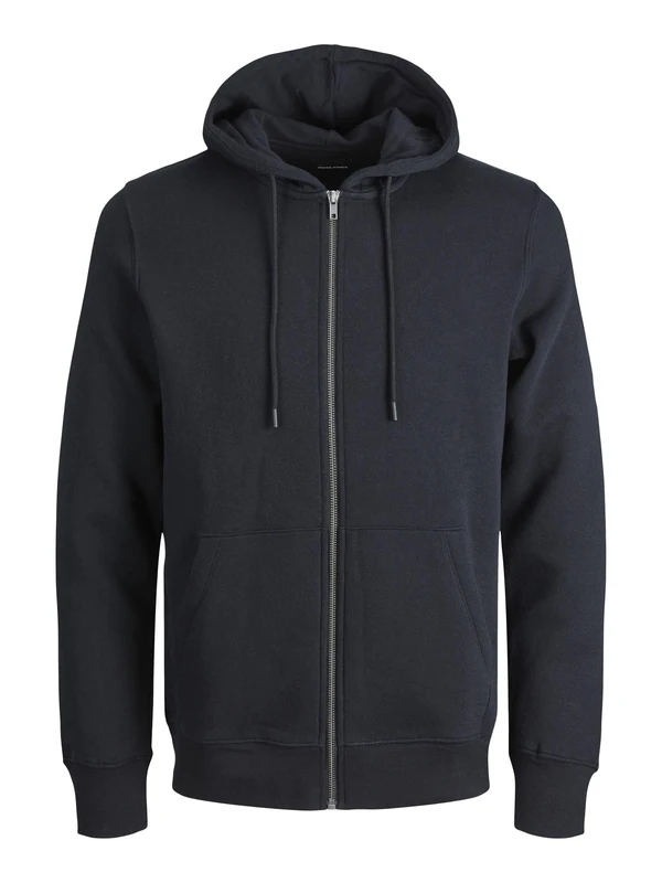 JACK & JONES Men's Jjestar Basic Sweat Zip Hood Noos Hooded Jacket, Black, L