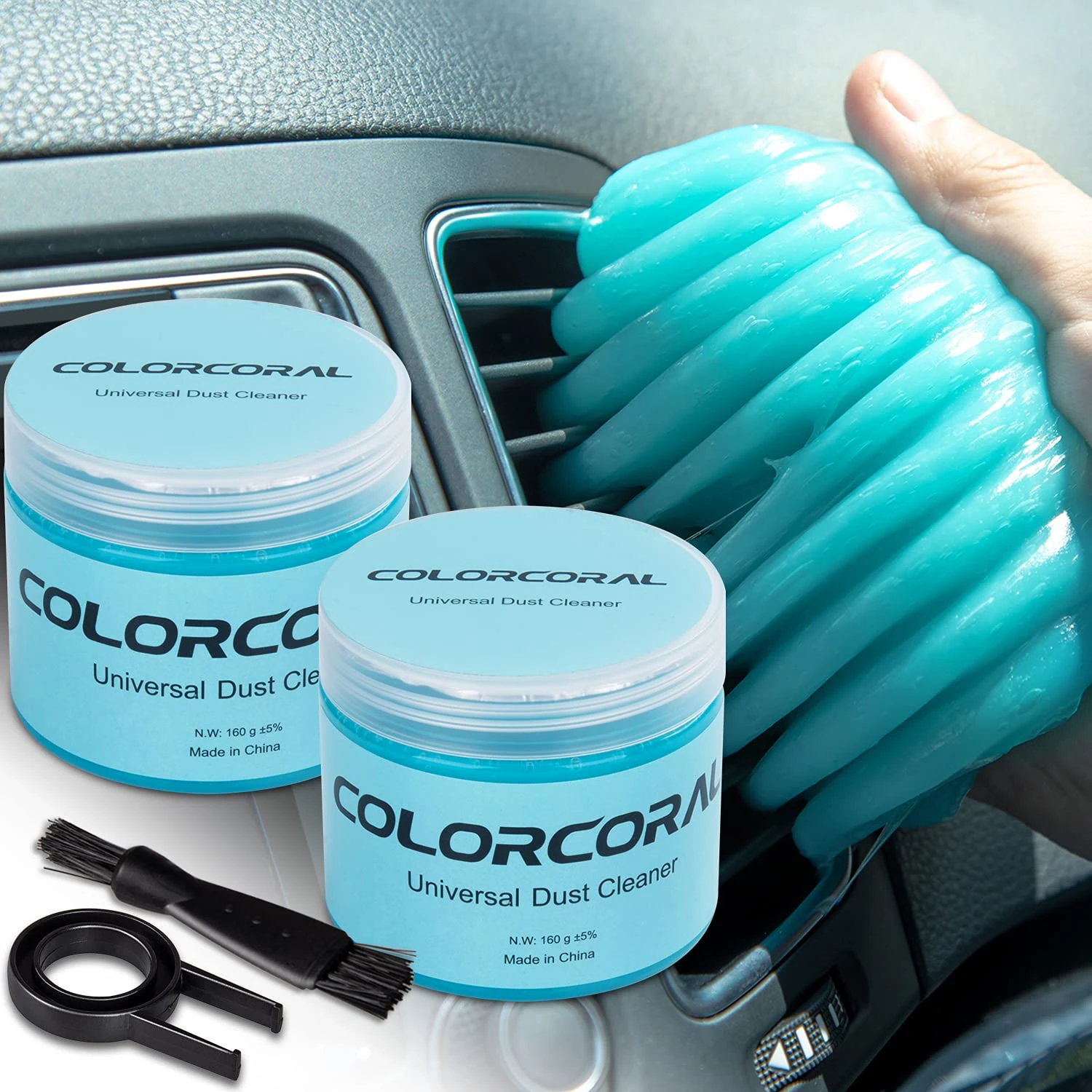 ColorCoral 2 Pack Car Cleaning Gel for Clean Reusable Car cleaning Putty Cleaner Car Putty Cleaner Dust Cleaning Gel Universal Dust Cleaner Car Cleaning Slime for Dust Cleaning mud Dust Removal