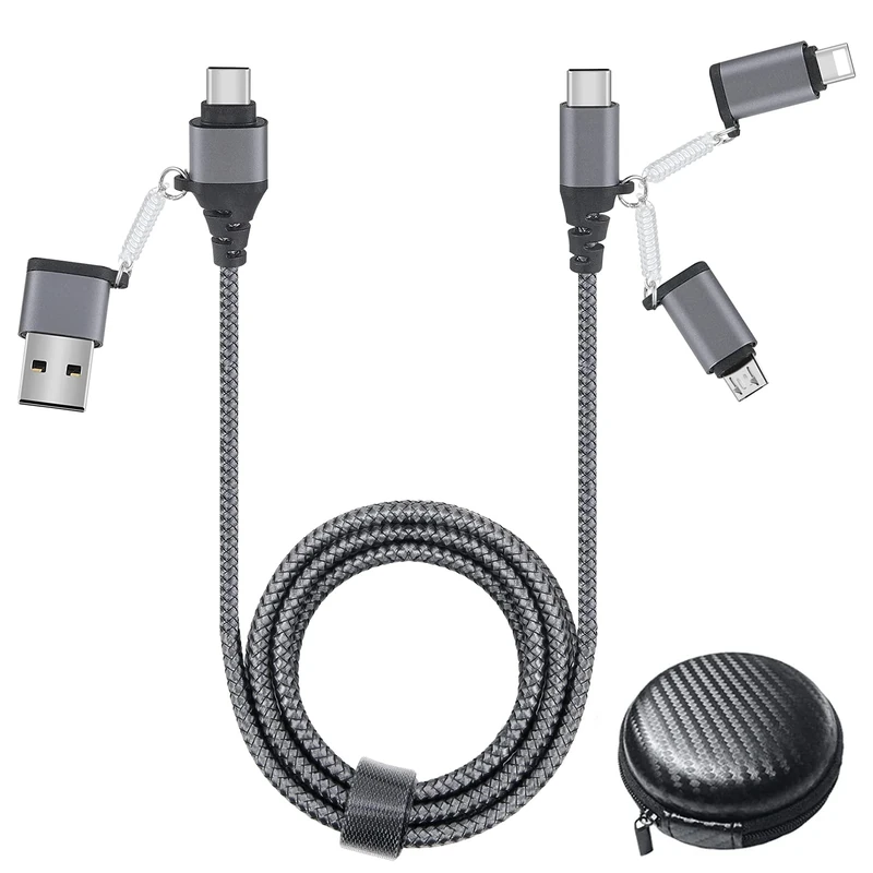 Multi Charger Cable, USB C to USB C Charger Cable 60W PD USB A/Type C to Lightning/Type C/Micro USB Sync-and-Charge Nylon Braided Cable Compatible with iPhone kindle Samsung Galaxy Huawei Goodaux9 1m