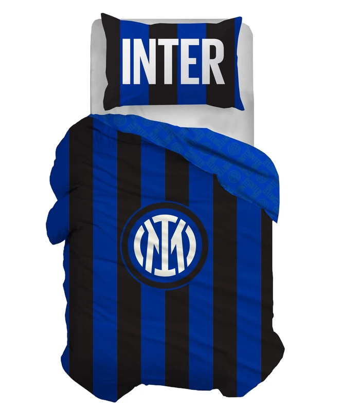 Inter Duvet Cover Set I002, Black/Light Blue, Single Bed
