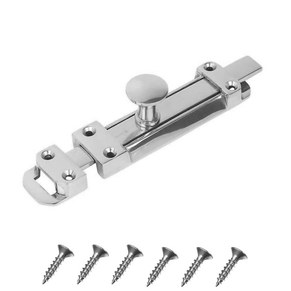 TERF® Heavy Duty Polished Chrome Door Bolt 150mm [6''] Surface Mounted Sliding Durable Door Lock Bolt Ideal for Securing Internal External Doors and Multi Purpose Use - 150mm