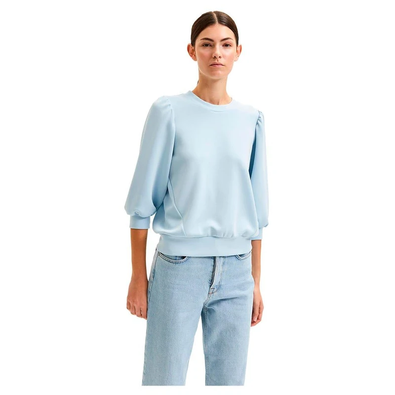 Bestseller a/s Women's SLFTENNY 3/4 SWEAT TOP NOOS Sweatshirt, Cashmere Blue, XS