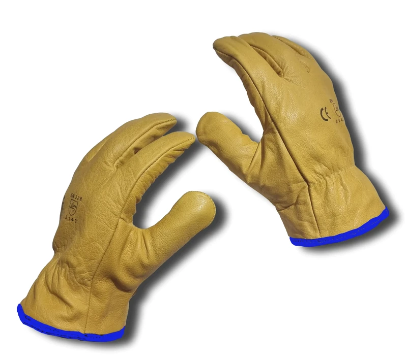 LLB Premium Fleece Lined Yellow Leather Winter Thermal Cold Work Gloves PPE HGV Lorry One Pair Large L 9 - Image 1