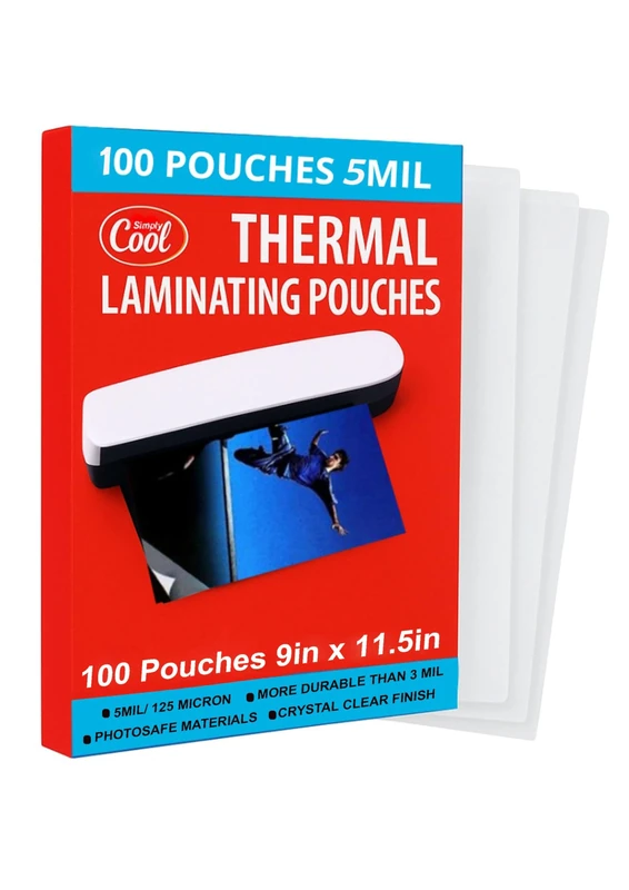 5MIL Thermal Laminating Pouches (100 Count) 9x11.5 inch Letter Size Dry-Erase Friendly Sheets, Compatible with Laminators Crystal Clear Laminated Finish