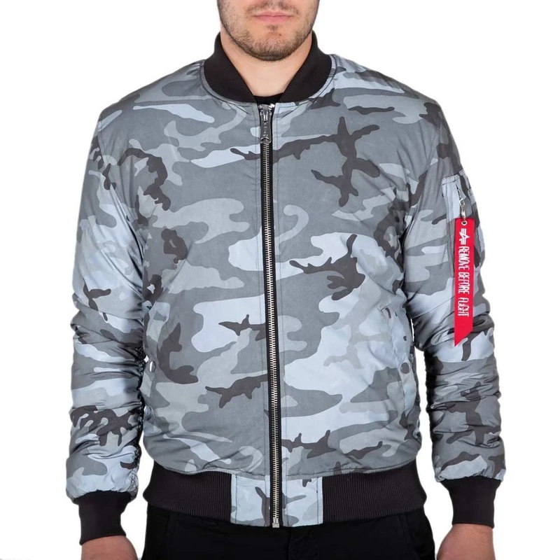 Alpha Industries MA-1 VF 59 Reflective Camo Bomber Jacket for Men Black