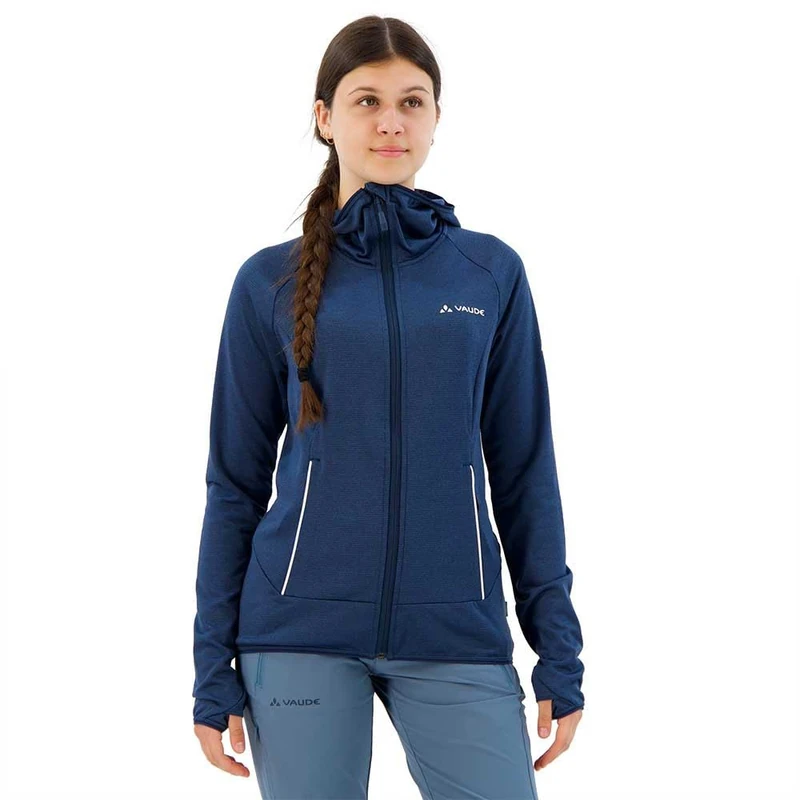 VAUDE Women's Fleece Jacket - Tekoa Fleece Jacket II, Functional Fleece Transition Jacket with Hood, Warm Middle Jacket for Hiking with Stretch Content