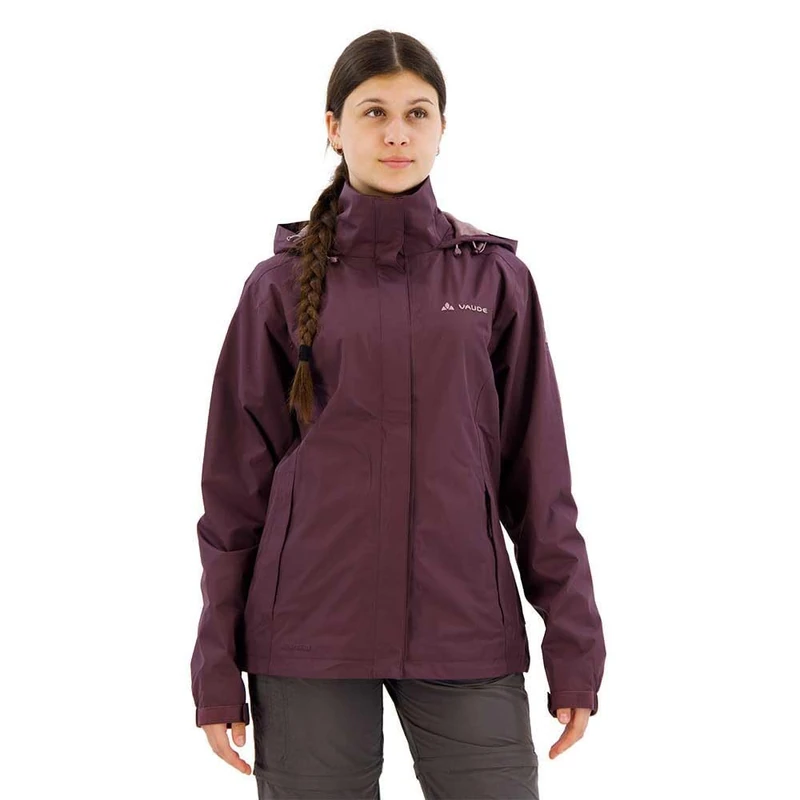 VAUDE Women's Escape Light rain jacket in purple, Waterproof Jacket Women, packable rain jacket with Hood, Climate-Friendly Windbreaker Jacket, 34-Long