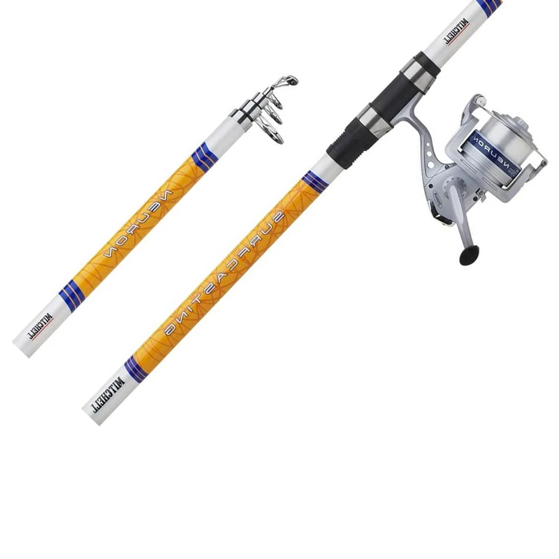 Mitchell Neuron Surf Combo Set, Fishing Rod and Reel Combo with Lures, Ready to Go Fishing, Spinning Combos, Sea - Surfcasting Fishing,Unisex, White/Silver/Orange, 3.9m | 80-150g