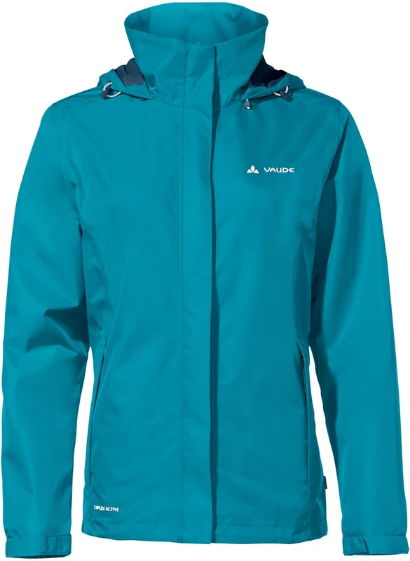 VAUDE Women's Escape Light rain jacket in blue, Waterproof Jacket Women, packable rain jacket with Hood, Climate-Friendly Windbreaker Jacket, 36