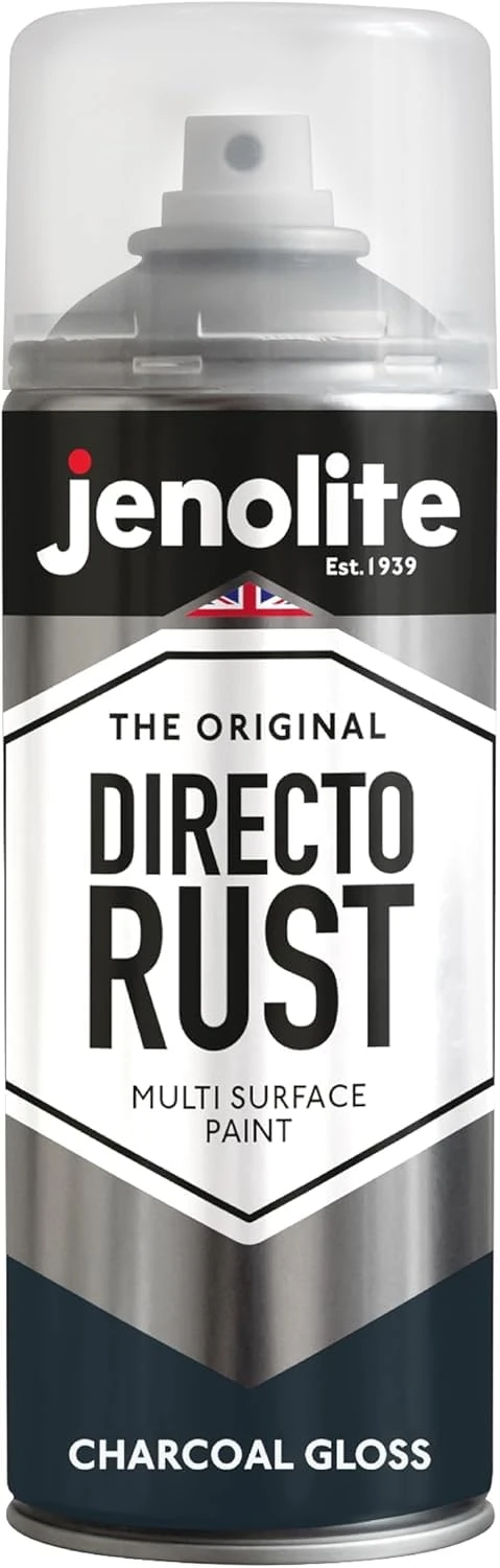 JENOLITE Directorust Spray Paint - Charcoal Grey, Gloss Finish, Multi-Surface for Metal, Plastic, Ceramic, Wood & Rusted Surfaces, 400ml (13.52fl oz), RAL7016