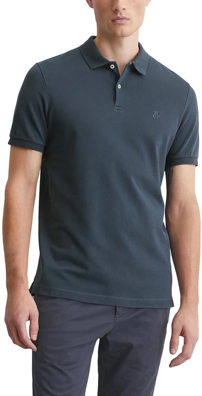 Marc OߴPolo Men's Shaped Fit Short Sleeve Polo Shirt with Stretch, Blue (Total Eclipse), XL