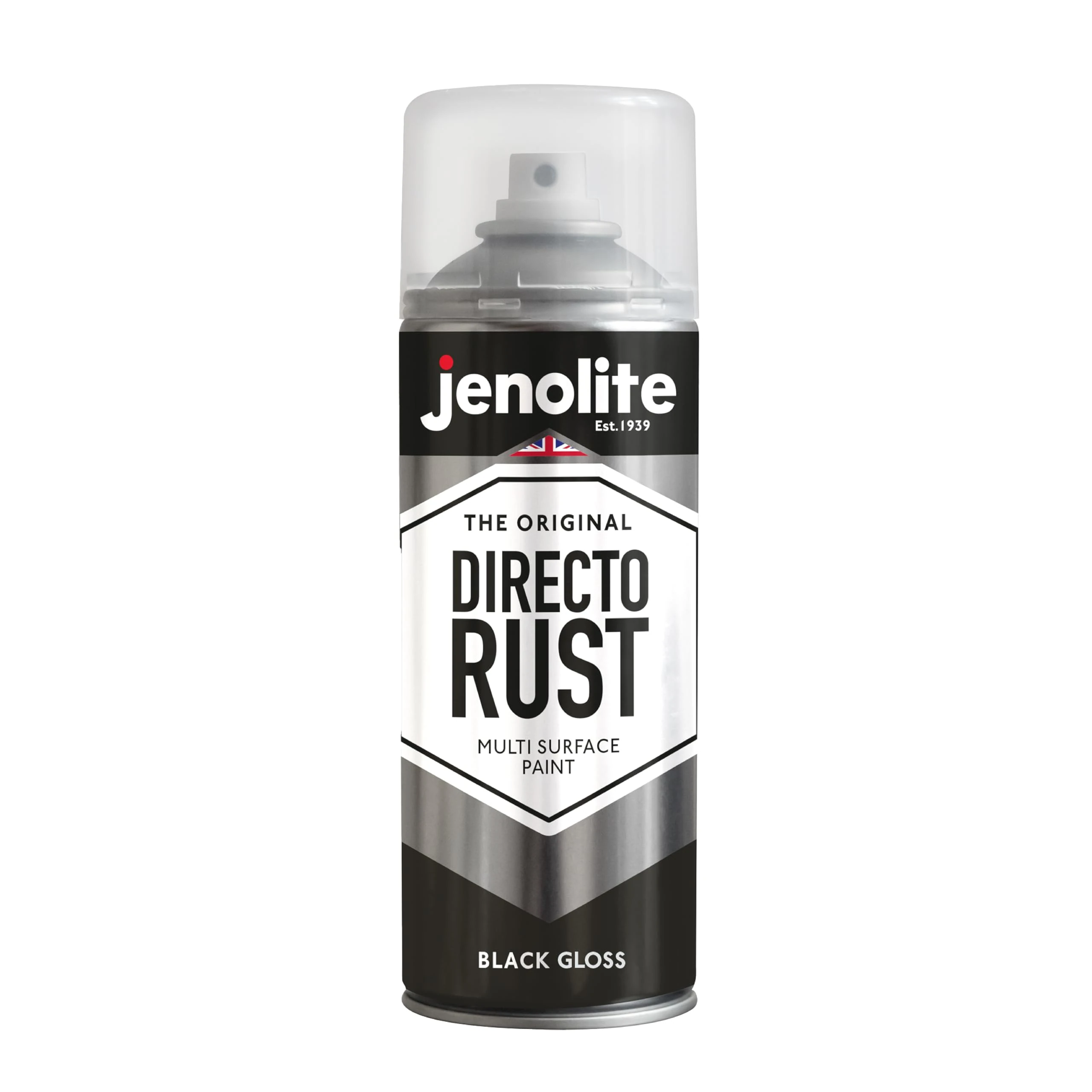 JENOLITE Directorust Gloss Spray | BLACK | 400ml | Direct To Rust Paint For Metal | Multi Surface Paint For Wood, Metal, Plastic, Ceramic | RAL 9005