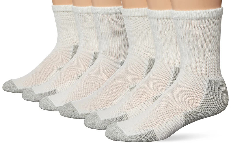 Thorlos Men's Xj Max Cushion Crew Running Socks, White/Platinum (6 Pairs), M UK