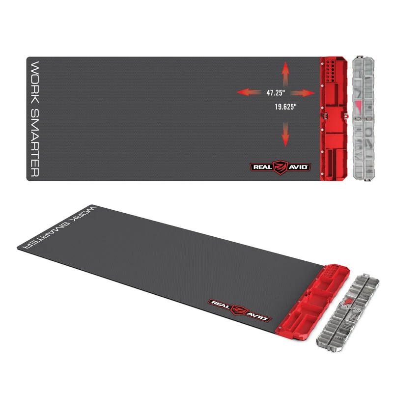 Real Avid XXL Work Mat 47.25” x 19.5” | Gun Cleaning Mat with Tool Organizer, Small Tool Tray Parts Tray & Screw Organizer Small Plastic Box, Neoprene Workbench Mat, Rifle Cleaning Mat, Hobby Mat - Image 1