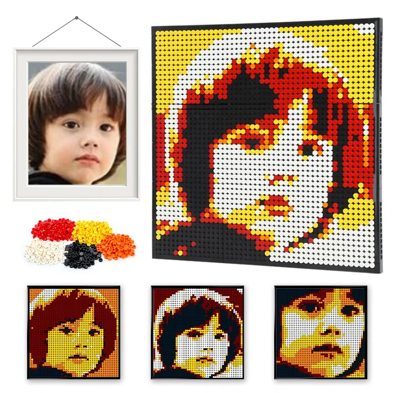 Amalia Personalized Mosaic Portrait Custom Building Kit Pixel Great Wall Art Decoration Customized Your Own Photo Picture-Energetic(L/15.1"x15.1")