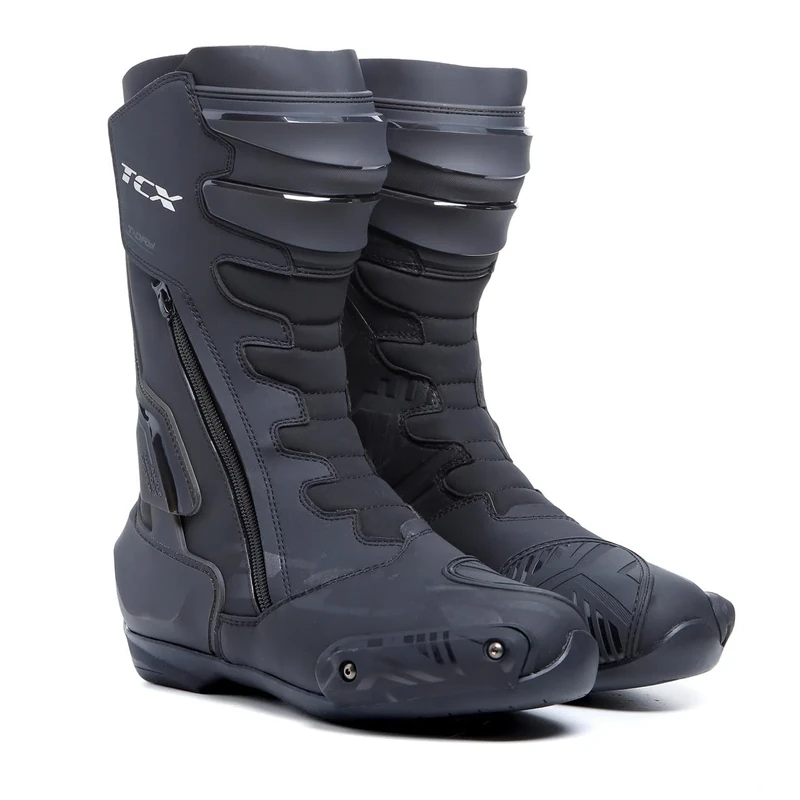 TCX - S-TR1 Waterproof, Men's Motorcycle Boot, Sporty, Certified and Waterproof, with T-DRY Integration, Microfiber Upper, Side Elastic Zipper and Velcro Closure, Black