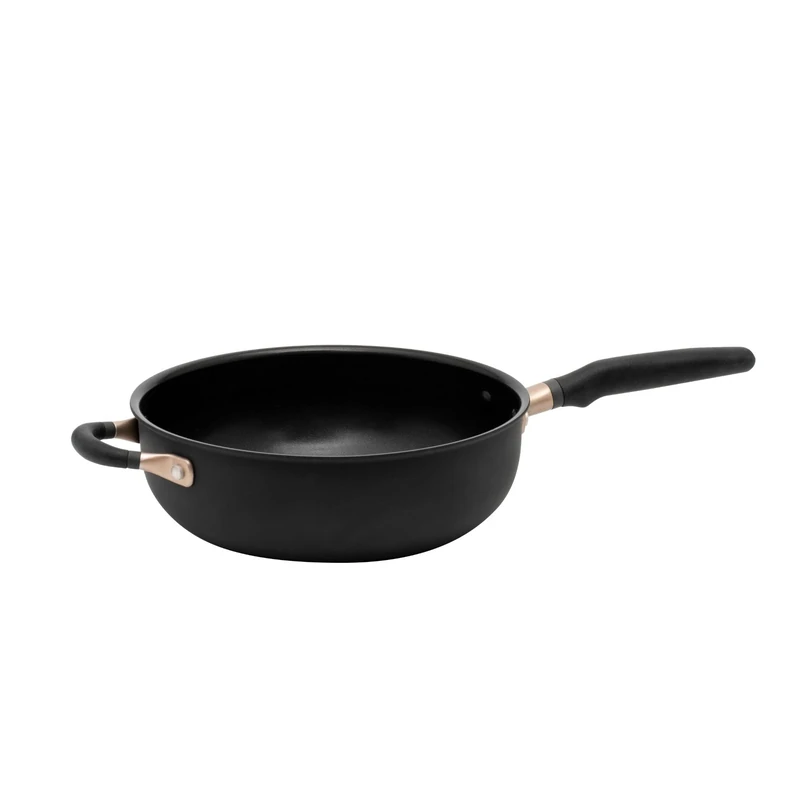 Meyer Accent Deep Frying Pan Non Stick 26cm - Induction Suitable Chefs Pan with Ergonic Heat Resistant Handles, Dishwasher Safe, Durable Hard Anodised Cookware, Black, 4.3L