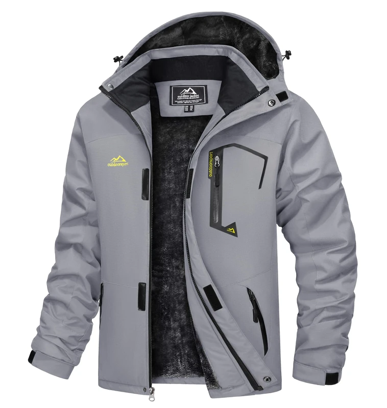 TACVASEN Men's Jacket Waterproof Fleece Casual Winter Jacket