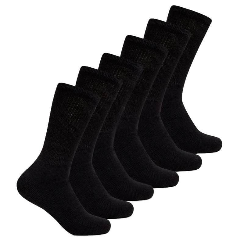 thorlos Unisex's Wx Max Cushion Walking Crew Socks, Black, Medium (Pack of 6)
