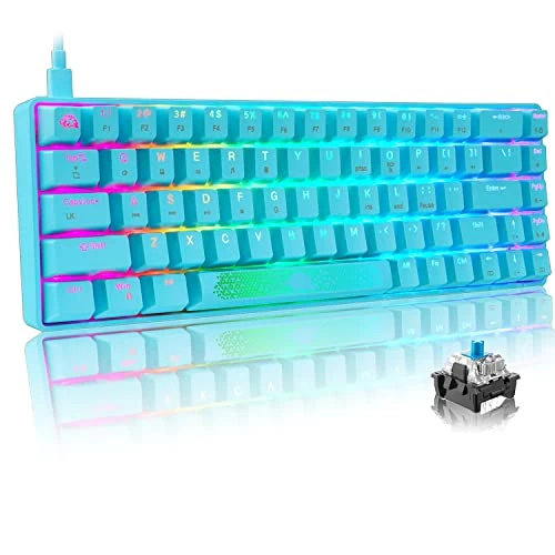 MAGIC-REFINER 60% Keyboard - RGB Backlit 68-Key Blue Switch USB-C