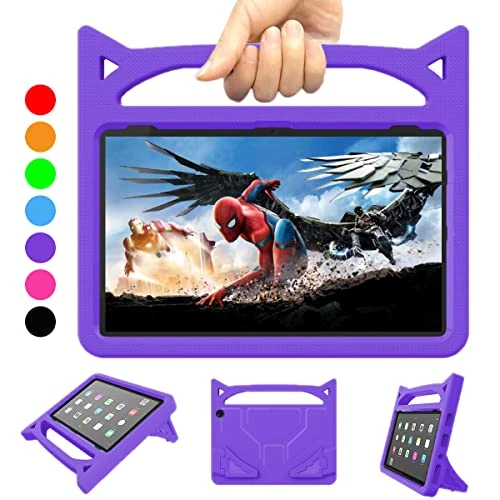 10 tablet case for kida,Light Weight Shock Proof Handle Stand Kids Friendly Case.(Incompatible with iPad Samsung).(Purple)
