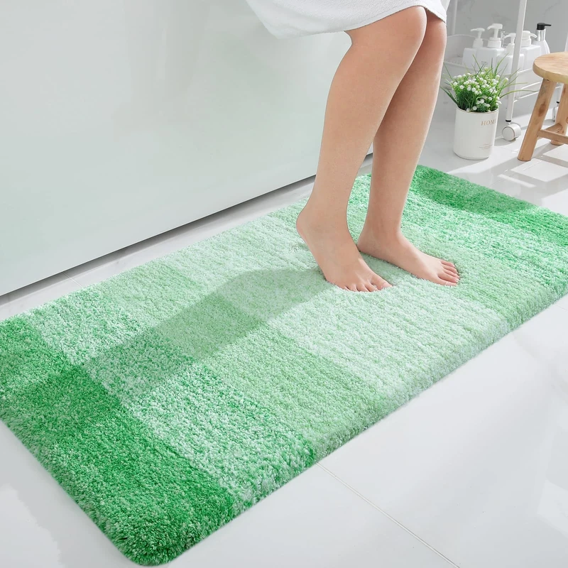 OLANLY Bathroom Runner Rugs 47x24, Extra Soft Absorbent Microfiber Bath Rugs, Rubber Backing, Quick Dry, Machine Washable Bath Mats for Bathroom Floor, Tub, Shower and Home Decor Accessories, Green