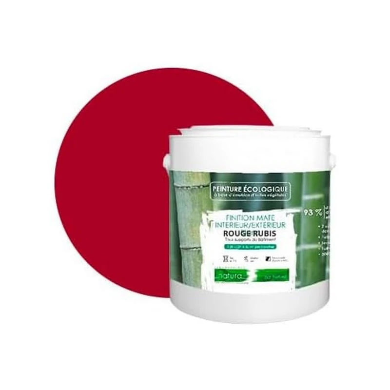 BOX DECO COULEURS Natura Natural Eco-Friendly Interior Exterior Paint Matt Look 2.5L Ruby Red