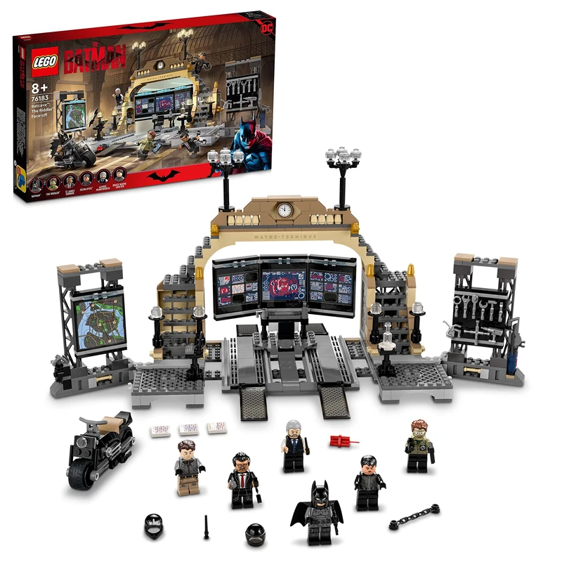 LEGO 76183 DC Batman Batcave: The Riddler Face-off Set with Toy Motorbike for Kids 8 Years Old, with Catwoman and Alfred Minifigures