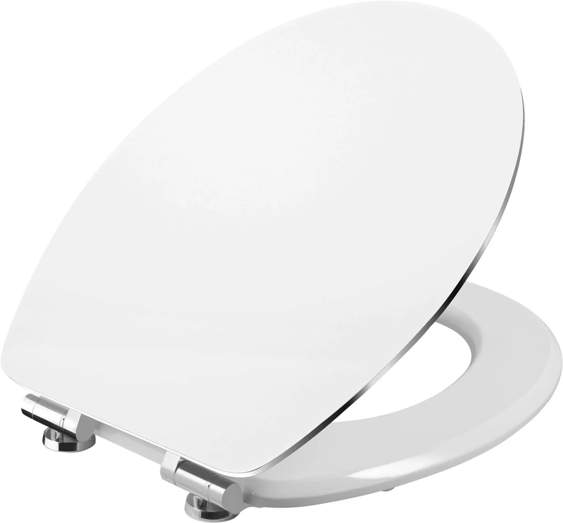 Cornat Prime "White Steel" Toilet Seat - Attractive Design - High-Quality Wooden Core - Soft-Close Mechanism and Quick Attachment - Comfortable Seat - White/Toilet Seat/Toilet Lid / KSWSSC00