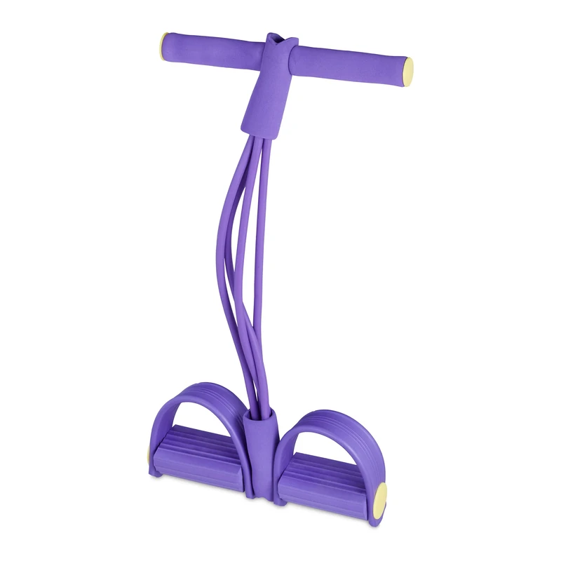 Relaxdays Abdominal Trainer Band, Elastic Sit Up Trainer, Multifunctional, Pedal Resistance Band Home, Purple - Image 1