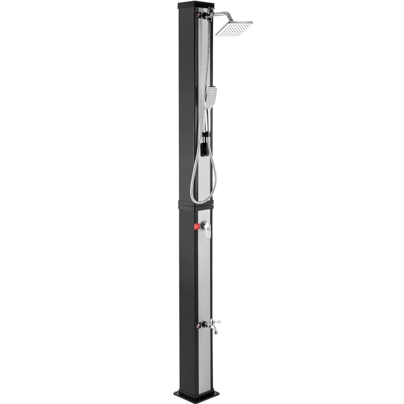 VEVOR Solar Heated Shower,Outdoor Solar Shower, 7FT Pool Shower Temperature Adjustable, 2-Section w/360 Degree Shower Tap, Handheld Showerhead & Foot Faucet for Backyard, Beach, Poolside Spa