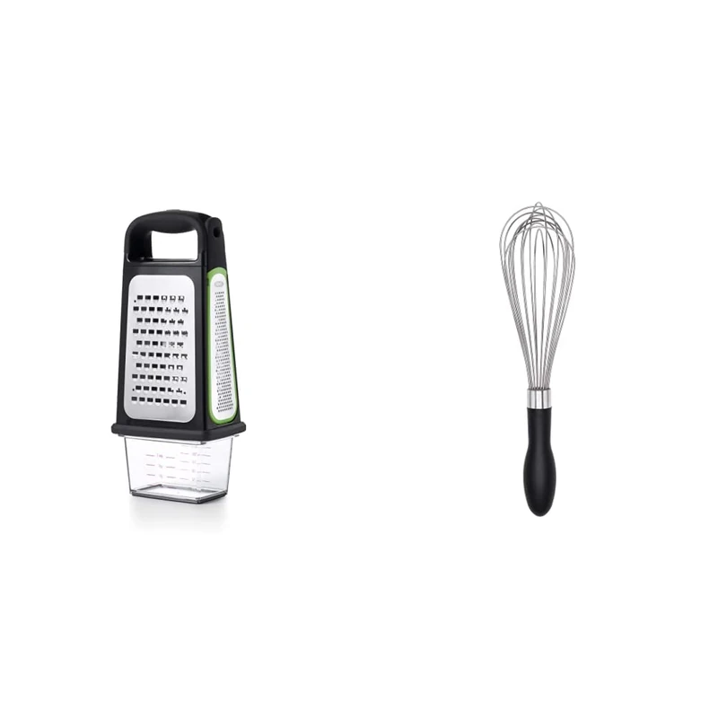 OXO Good Grips Box Grater with Removable Zester & Good Grips 28 cm Balloon Whisk
