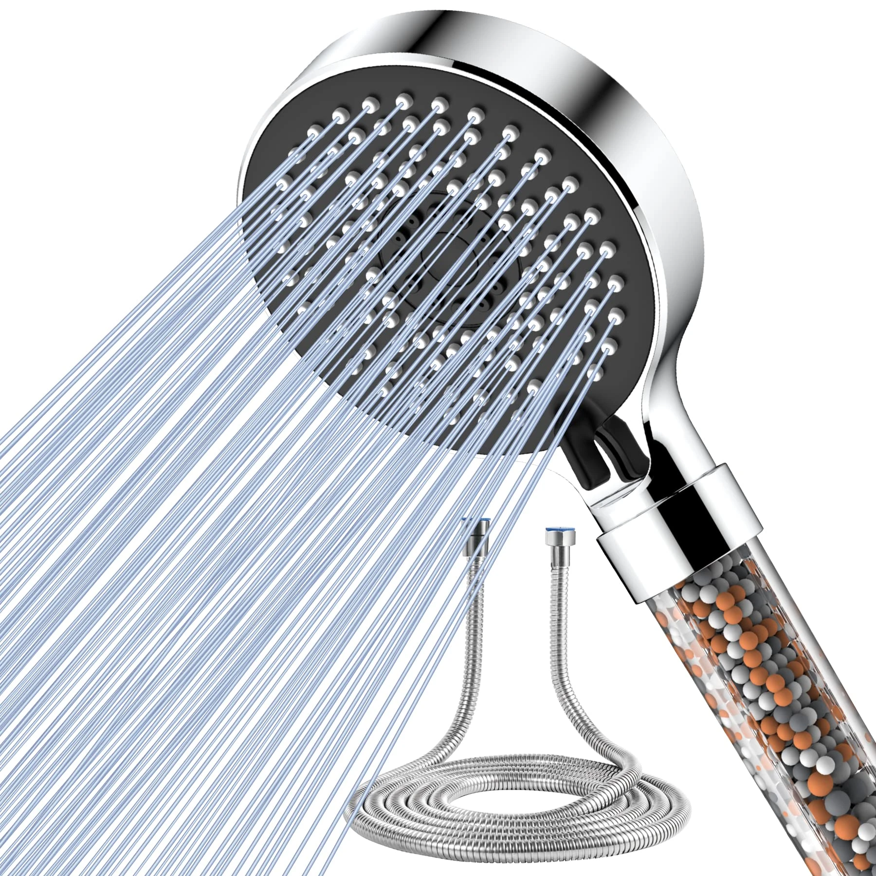 Magichome Shower Head and Hose 2M, High Pressure Filter Shower Head 5 Modes, Universal Hard Water Softener Showerhead with Extra Replaceable Accessories