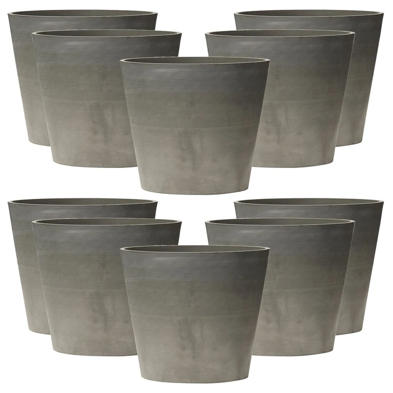 Wellhome 10 Units of Identical pots Type truncated Cone Ø 30 cm, Light Grey